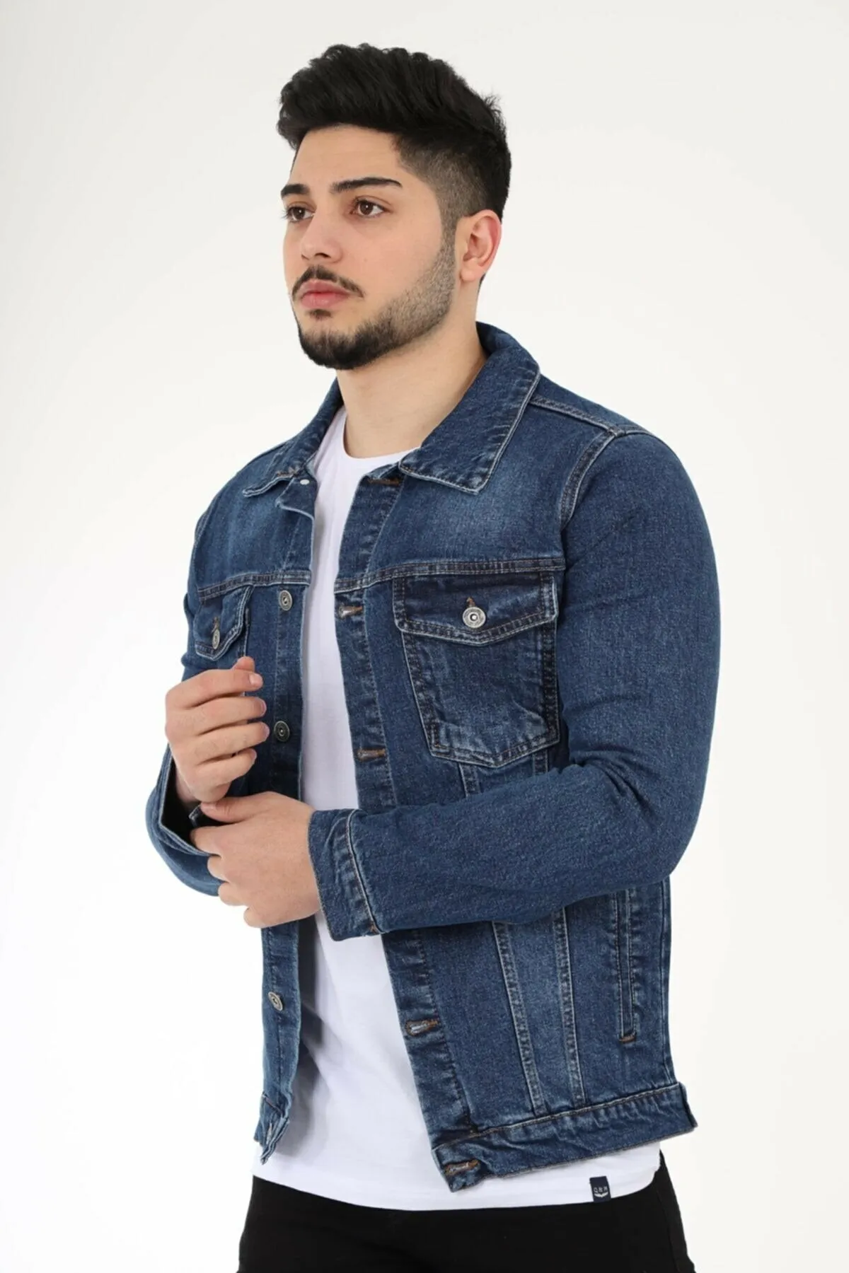 HB Mens Denim Jacket Stretchable Fine Lycra