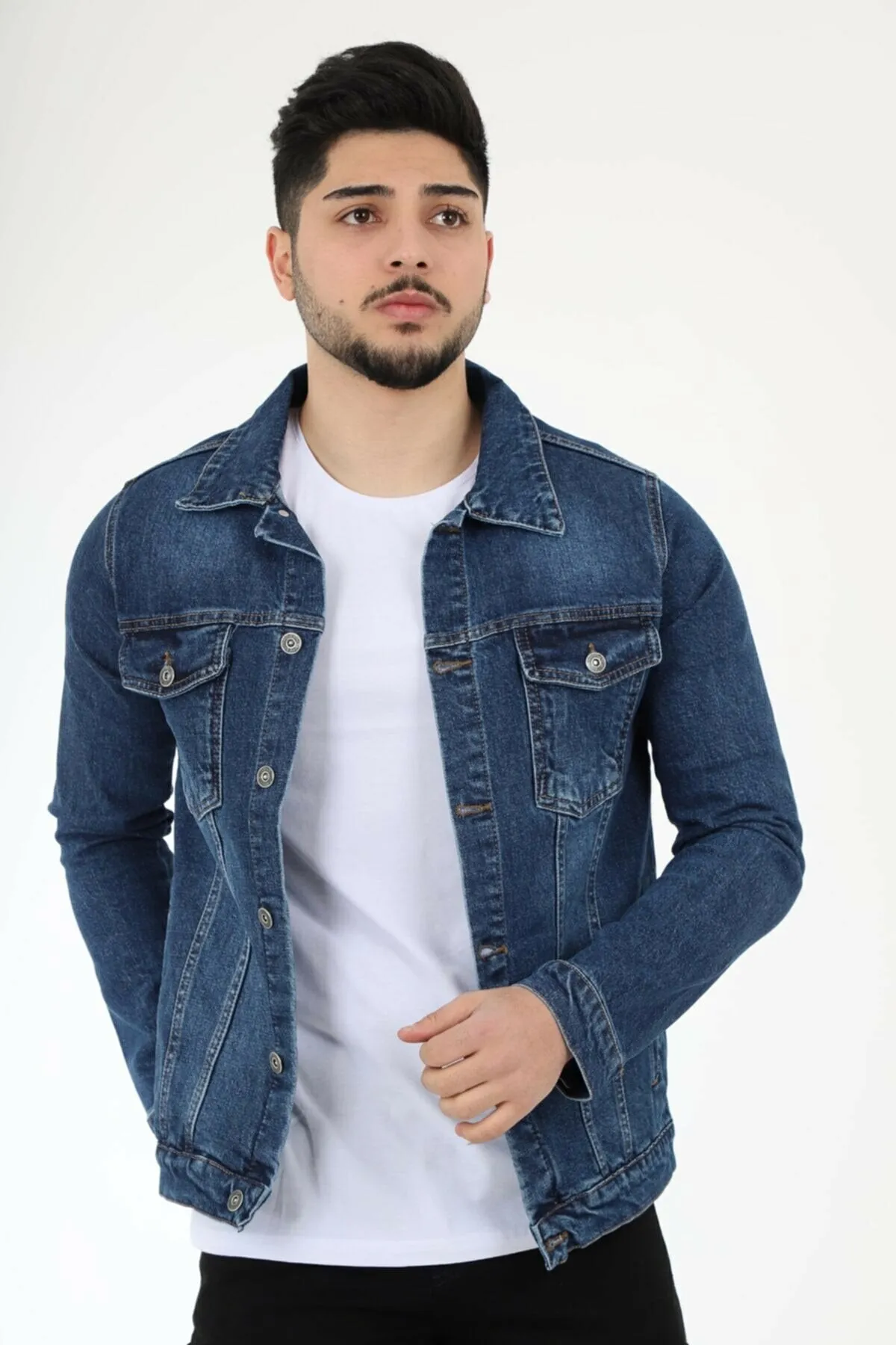 HB Mens Denim Jacket Stretchable Fine Lycra