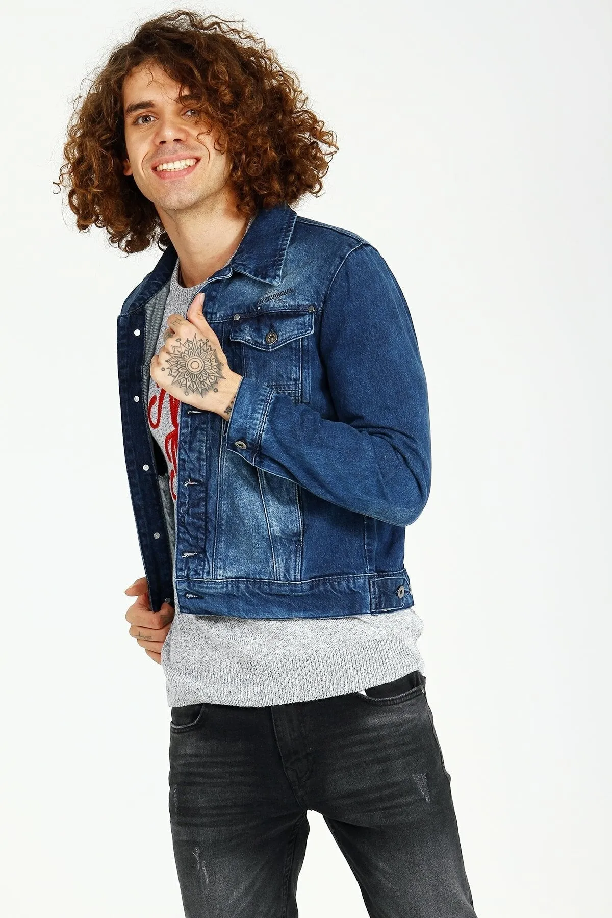 HB Mens Denim Jacket Stretchable Fine Lycra