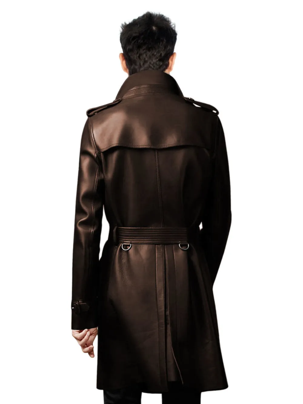 Heritage Lambskin Trench Leather Coat for Men