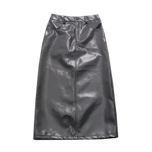 High Waist Faux Leather Pencil Skirt