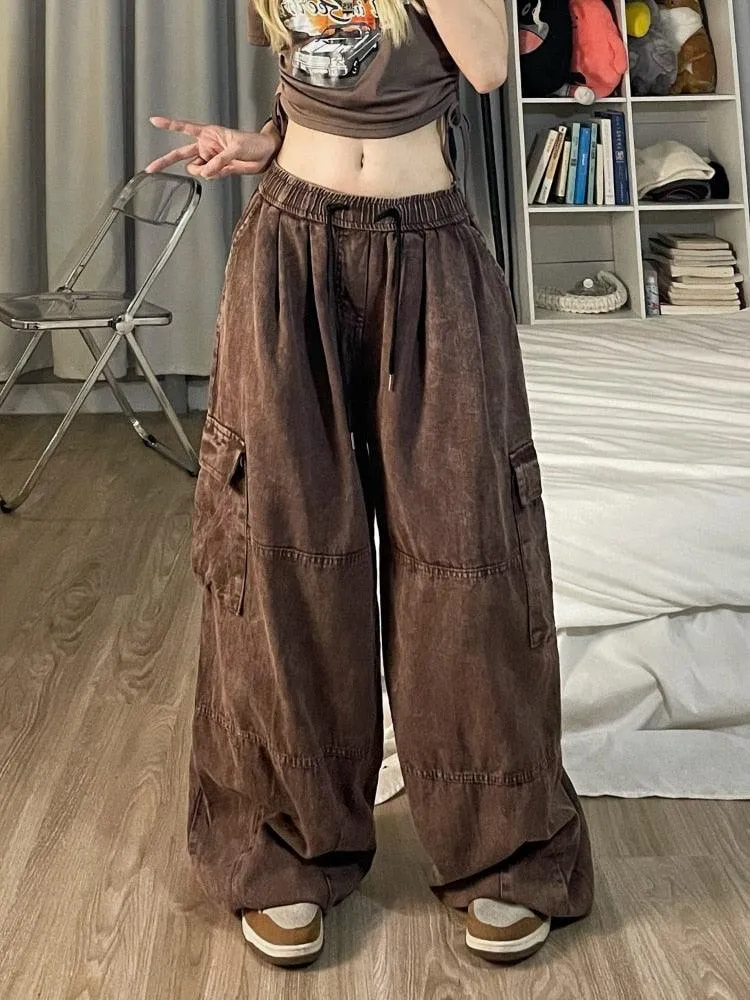 High Waisted Baggy Vintage Tooling Cargo Pants
