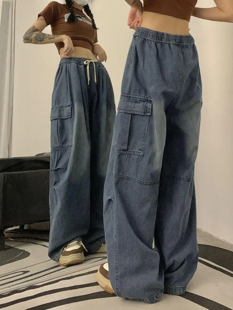 High Waisted Baggy Vintage Tooling Cargo Pants