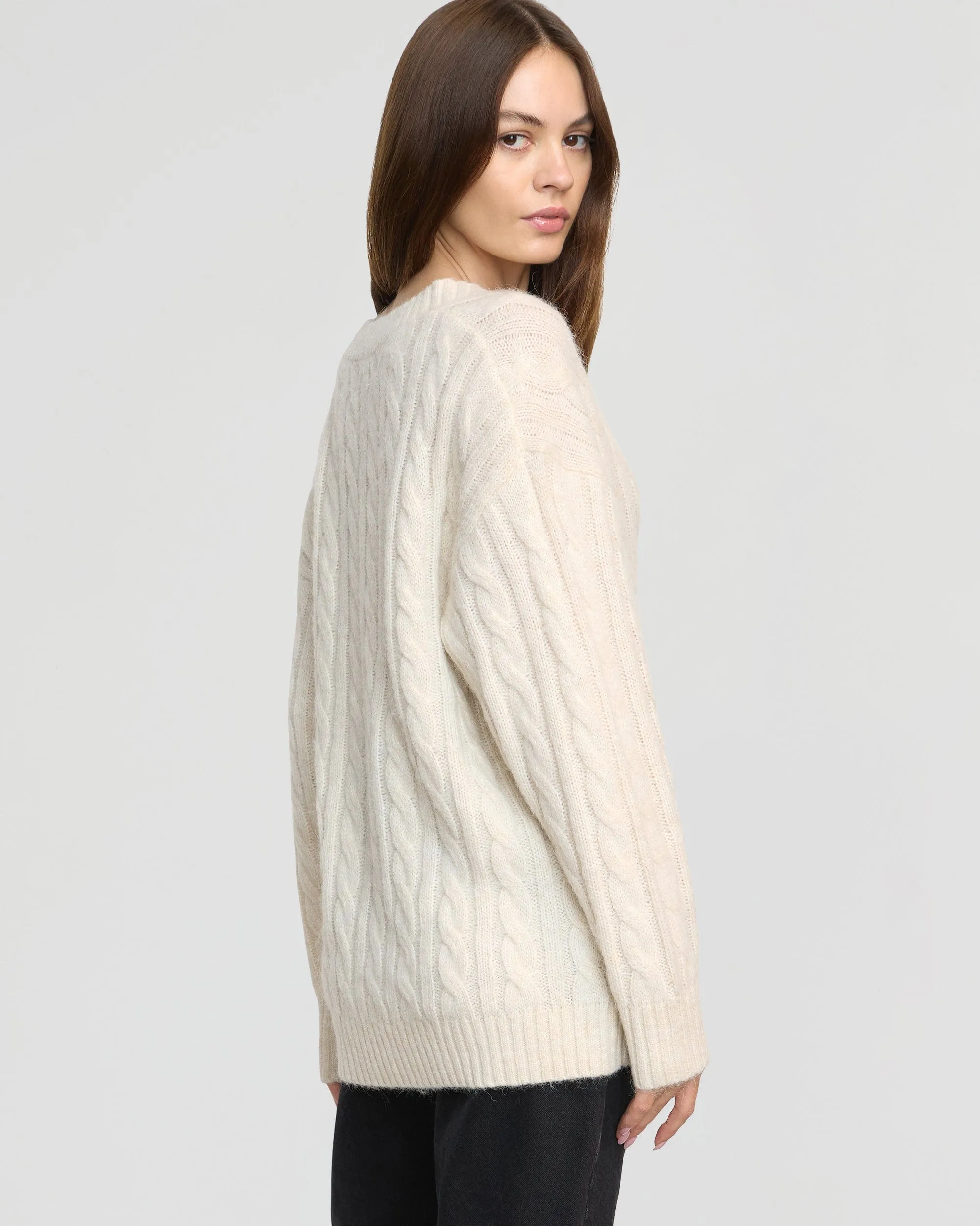 Hikari Asymmetric Cable Knit Cardigan