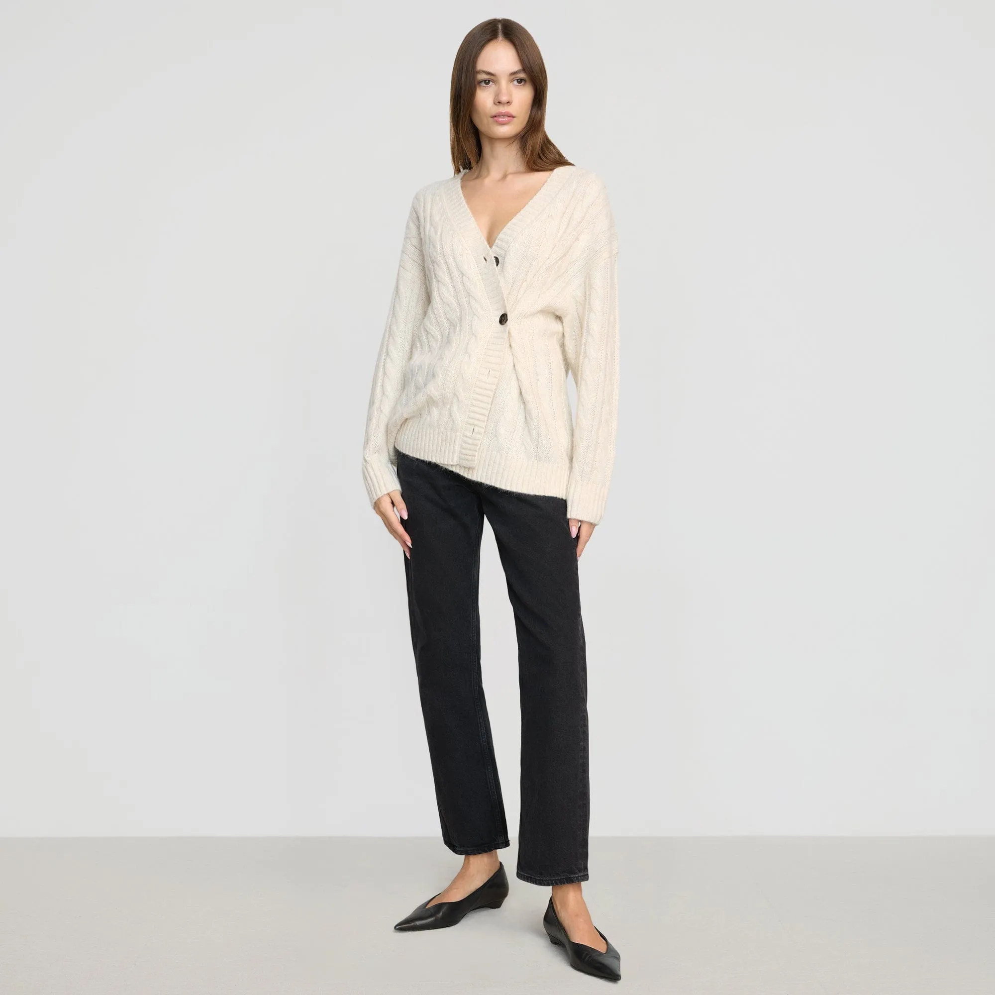Hikari Asymmetric Cable Knit Cardigan