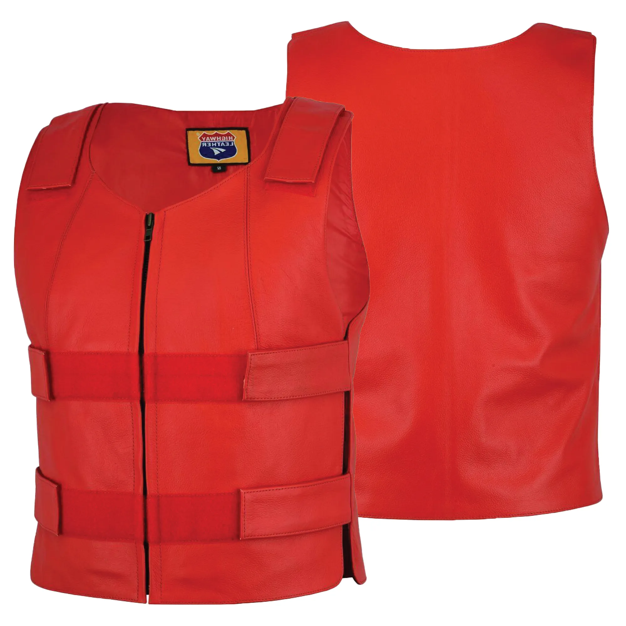 HL11643 RED Men Bullet Proof Style Leather Vest for Bikers Clubs