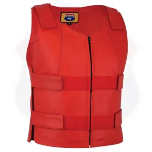 HL11643 RED Men Bullet Proof Style Leather Vest for Bikers Clubs