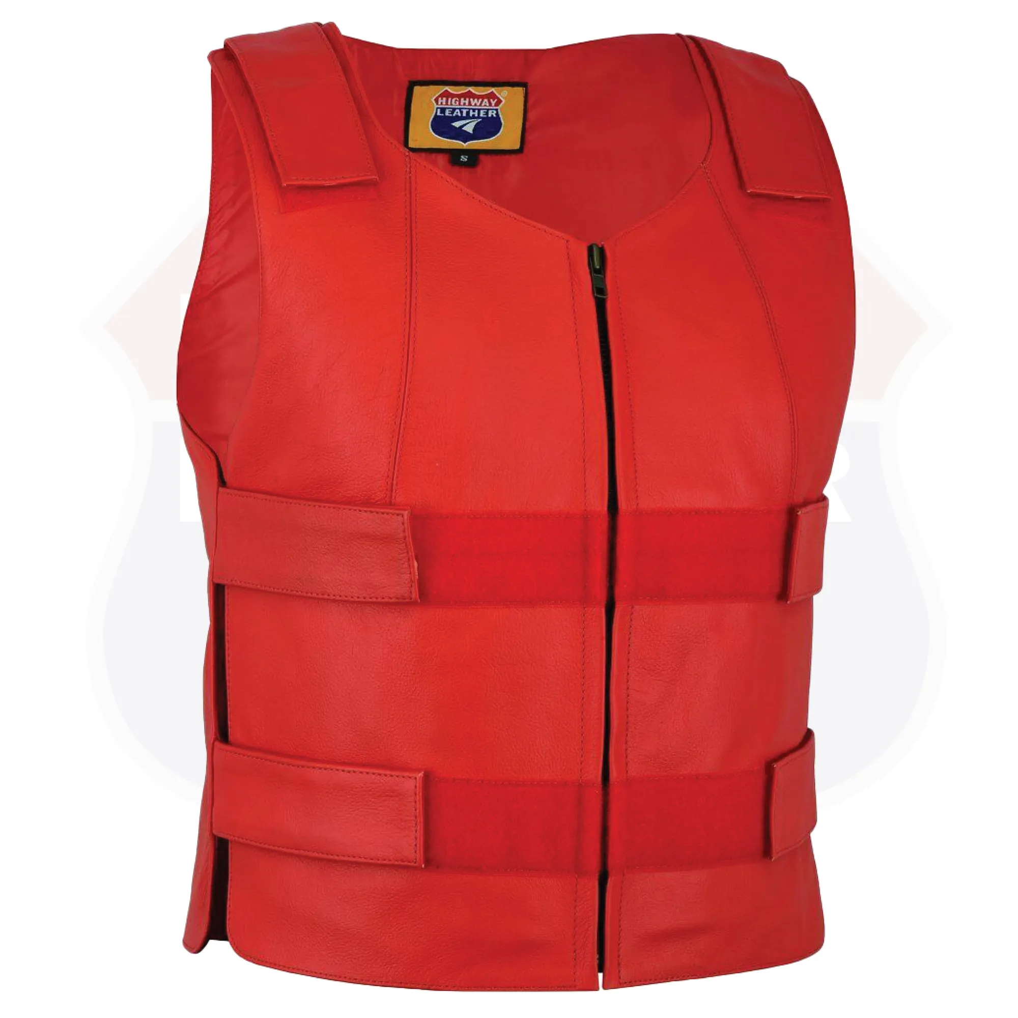 HL11643 RED Men Bullet Proof Style Leather Vest for Bikers Clubs