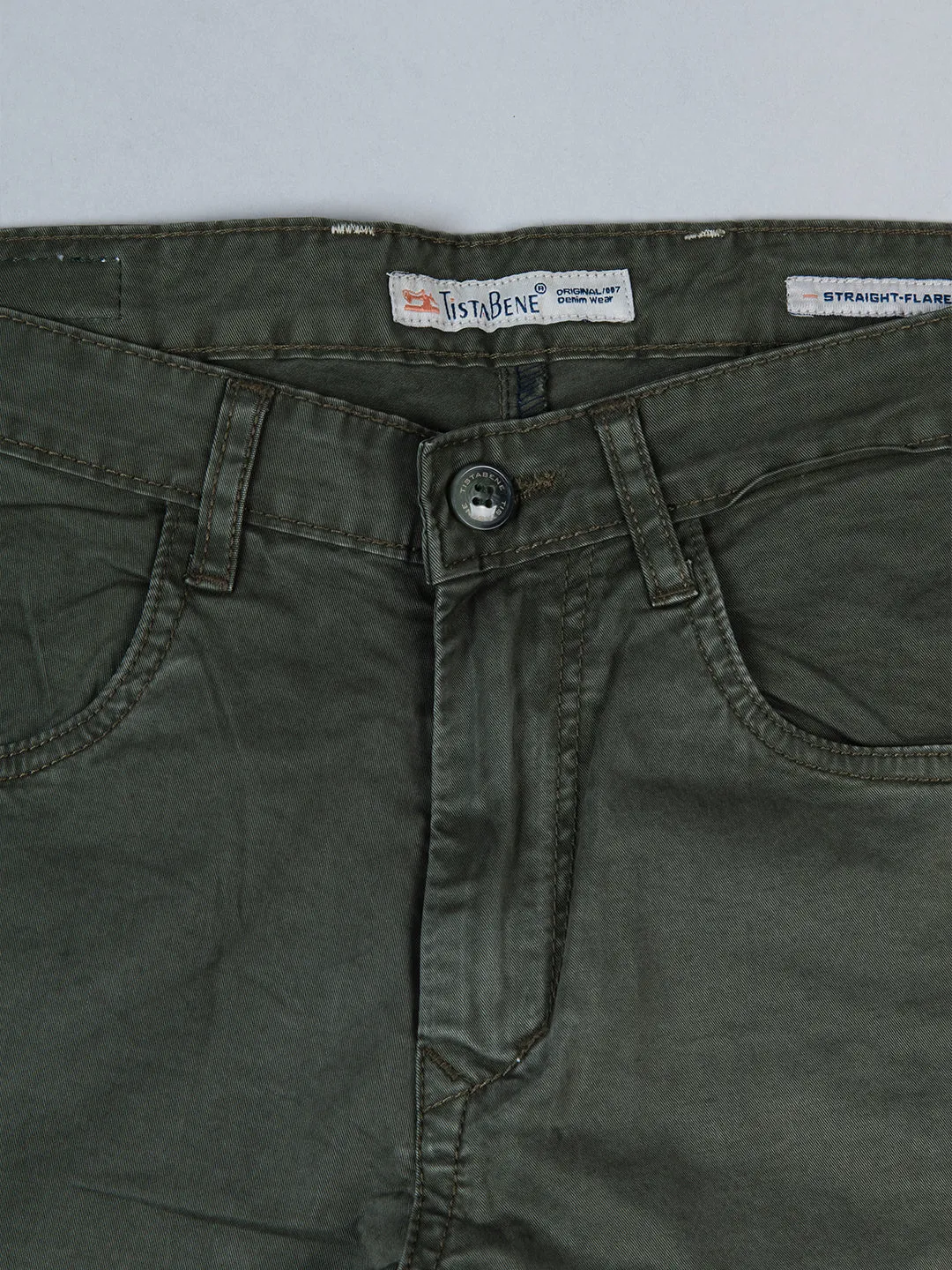 Hunter Green Flared Straight Fit Cargo Pants