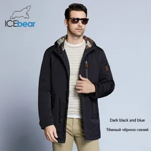 ICEbear 2018 Trench Coat For Men Adjustable Waist Hat Detachable Autumn Men New Casual Medium Long Brand Coats 17MC017D