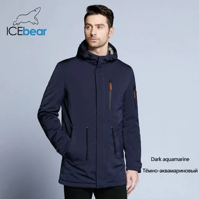 ICEbear 2018 Trench Coat For Men Adjustable Waist Hat Detachable Autumn Men New Casual Medium Long Brand Coats 17MC017D