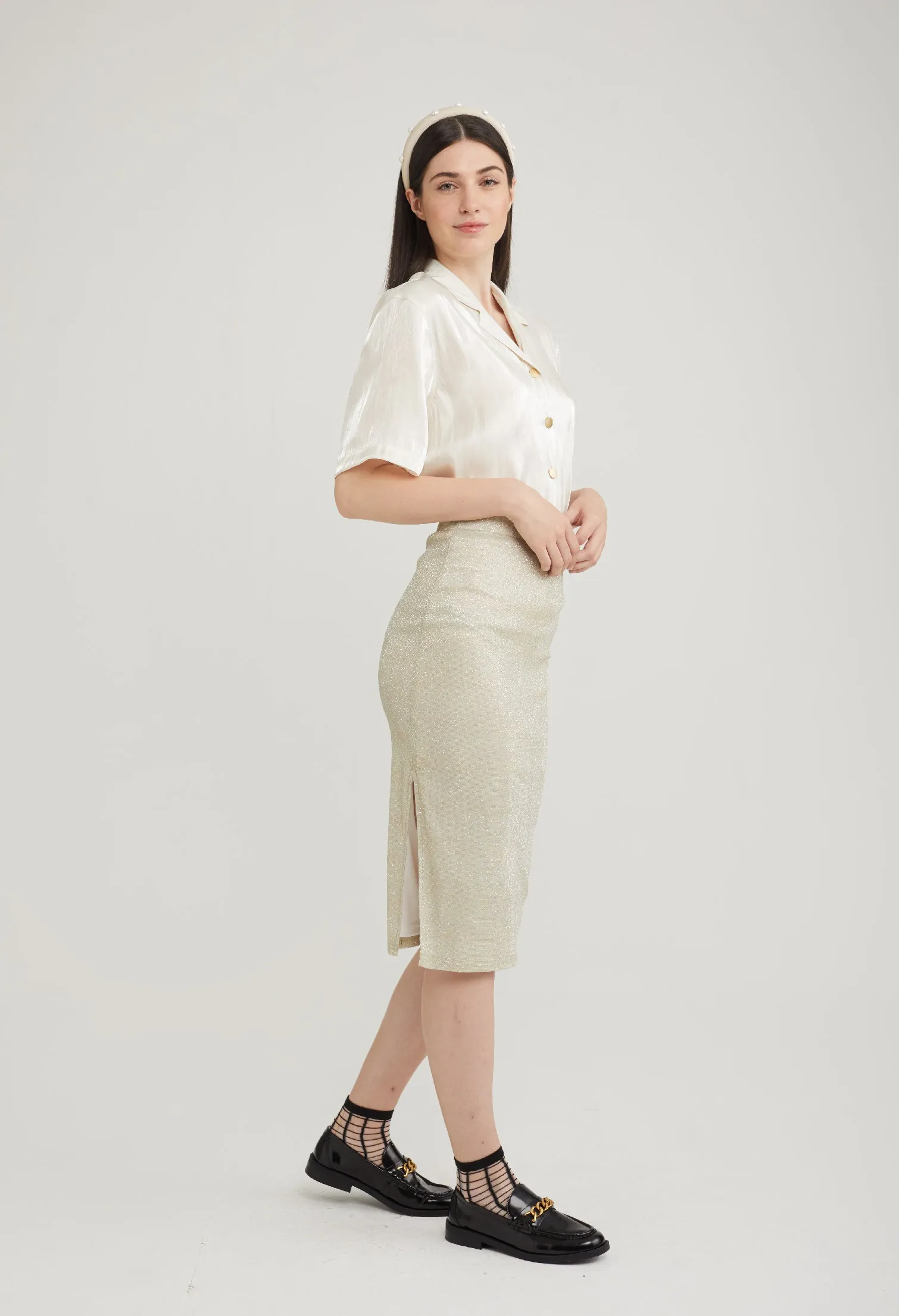 Iridescent Glitter Pencil Skirt