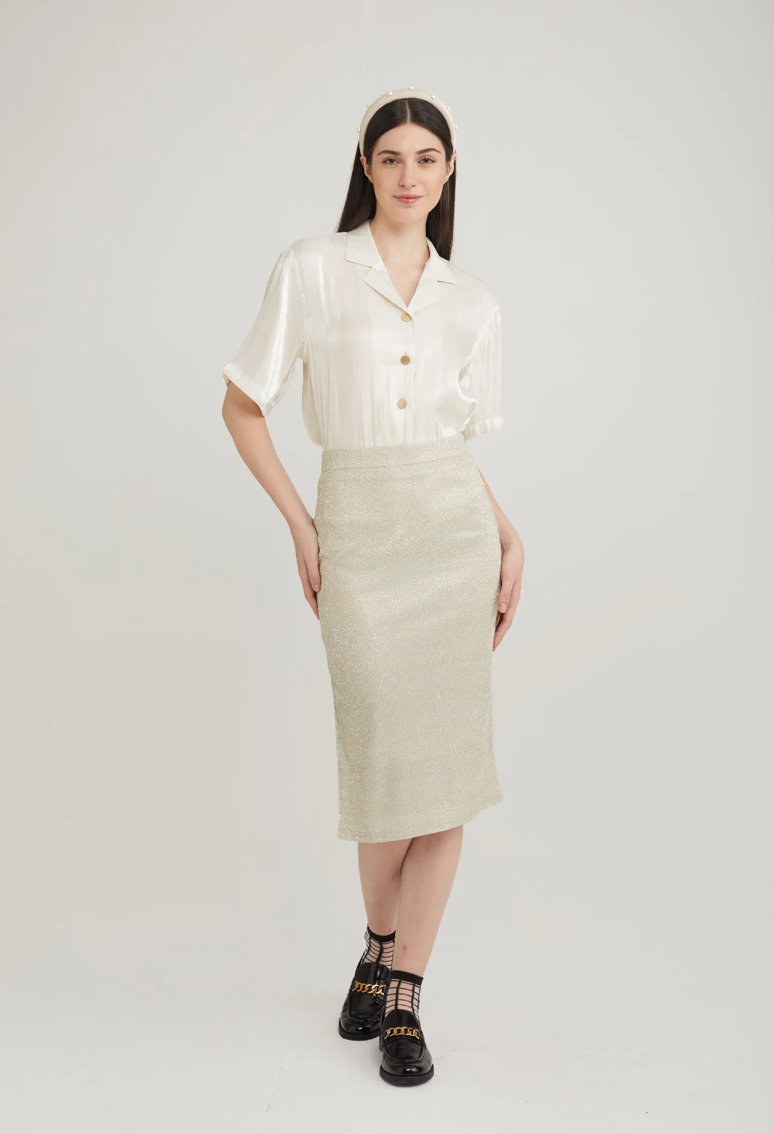 Iridescent Glitter Pencil Skirt