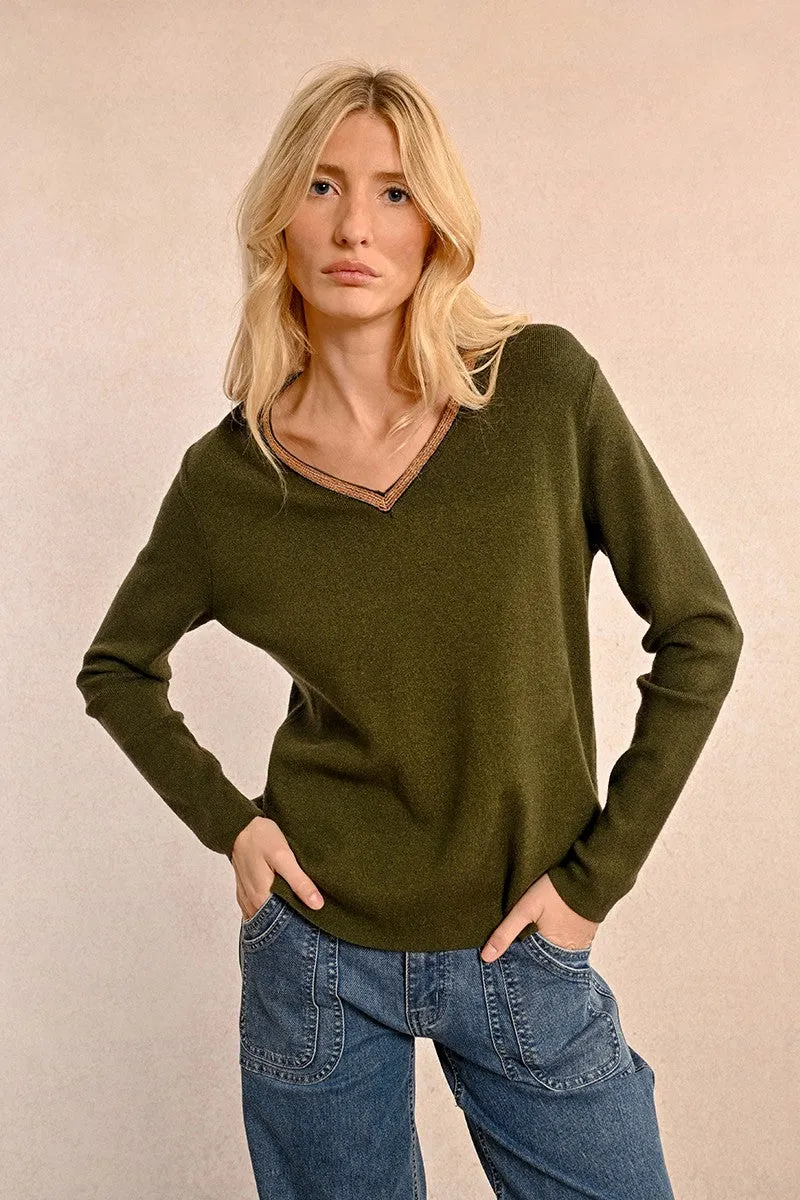 IRIDESCENT V-NECK SWEATER