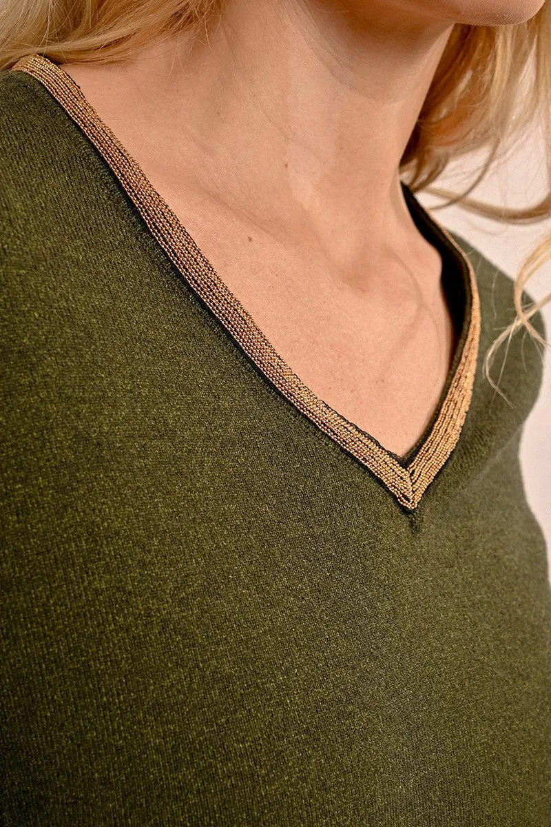 IRIDESCENT V-NECK SWEATER