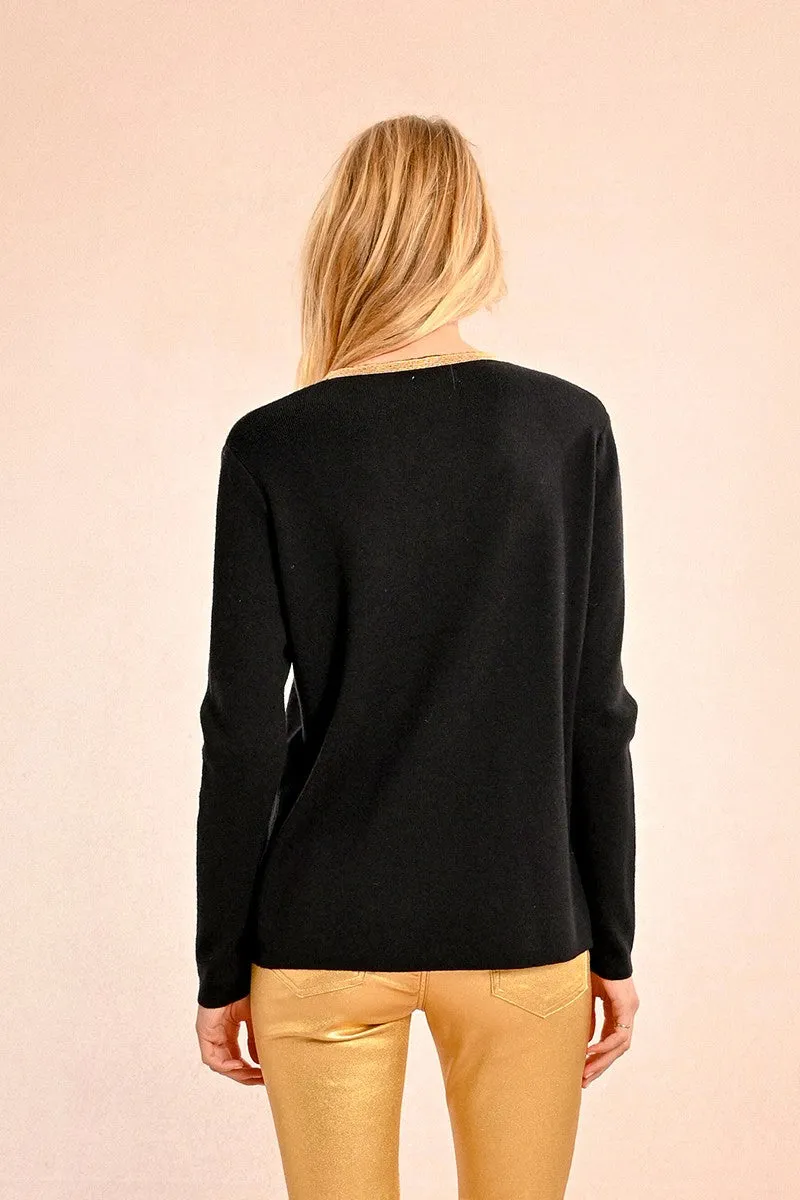 IRIDESCENT V-NECK SWEATER