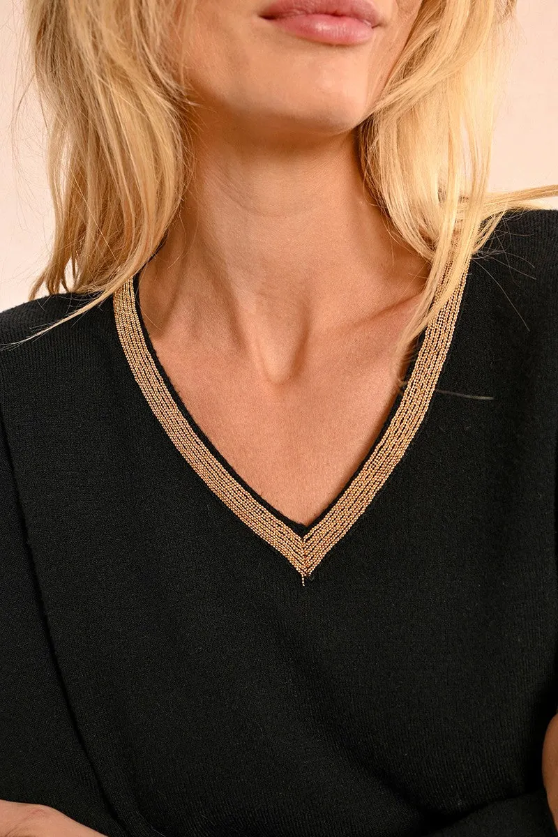 IRIDESCENT V-NECK SWEATER