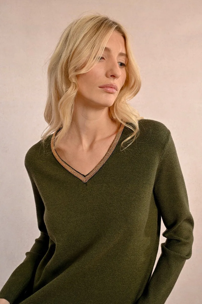 IRIDESCENT V-NECK SWEATER
