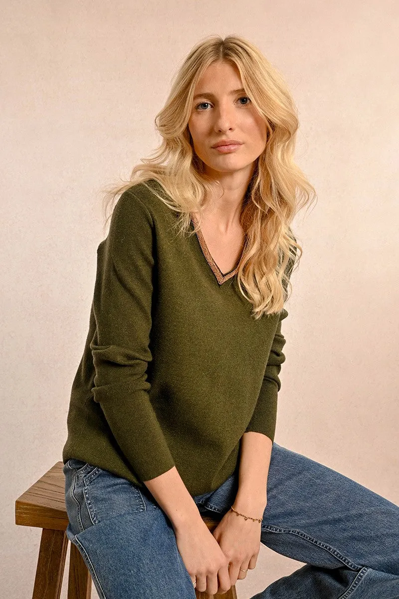 IRIDESCENT V-NECK SWEATER