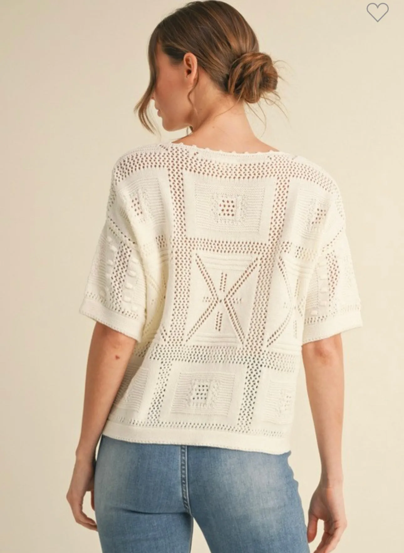 Ivory Crochet Knit Sweater