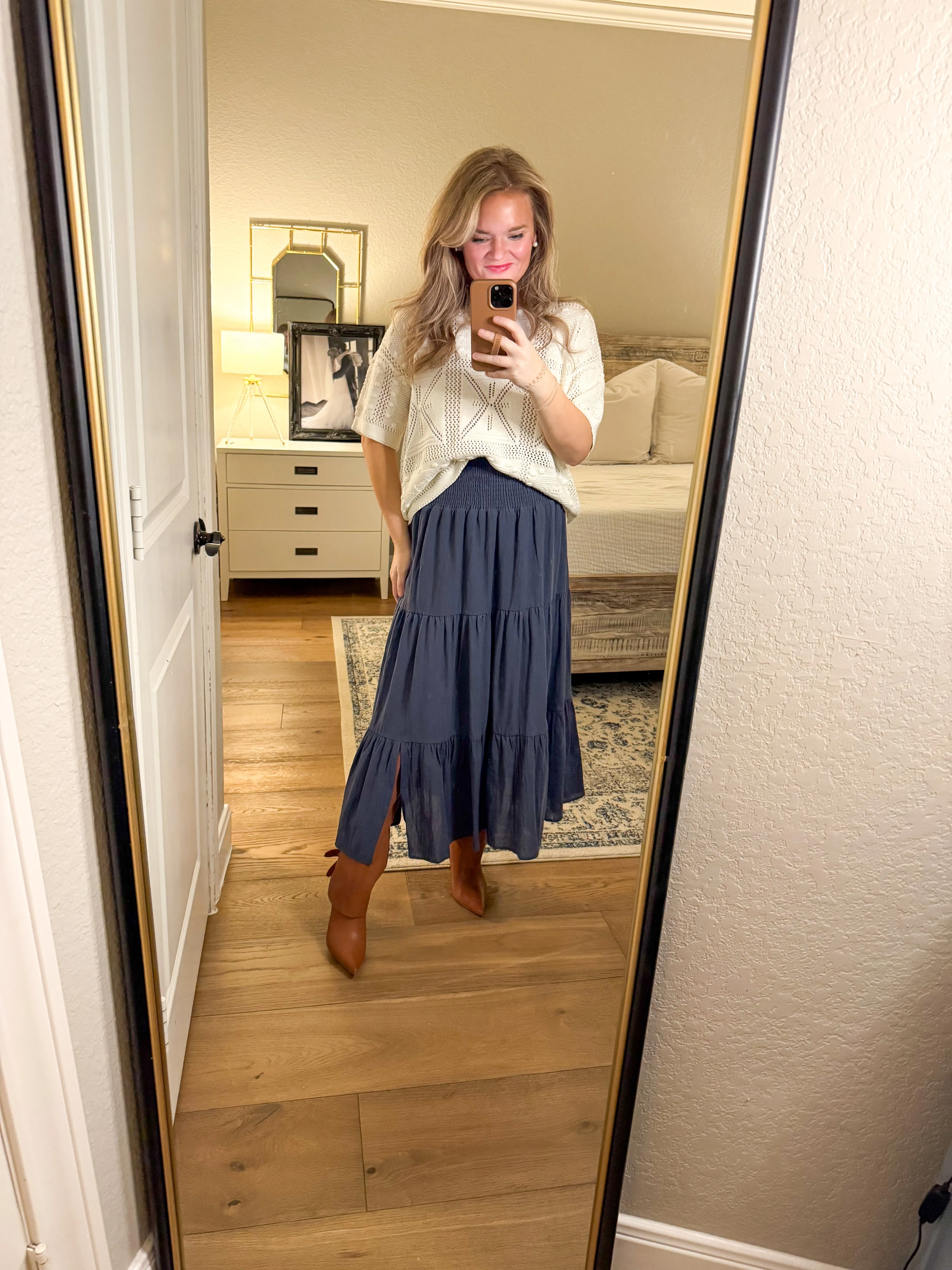 Ivory Crochet Knit Sweater