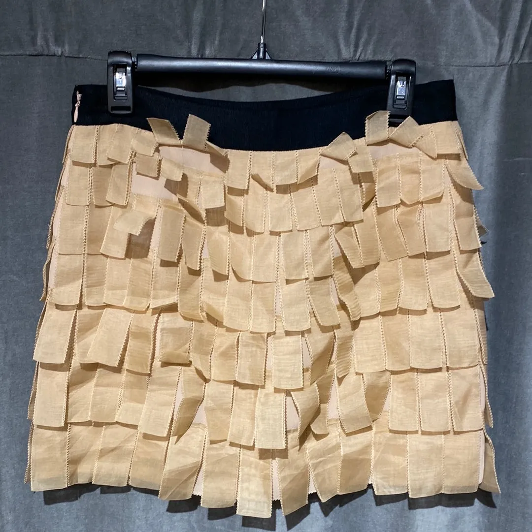 J. Crew Collection Nude Satin Fringe Mini Skirt