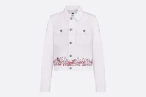 Jacket • White Cotton Denim with Red Le Cœur des Papillons Motif