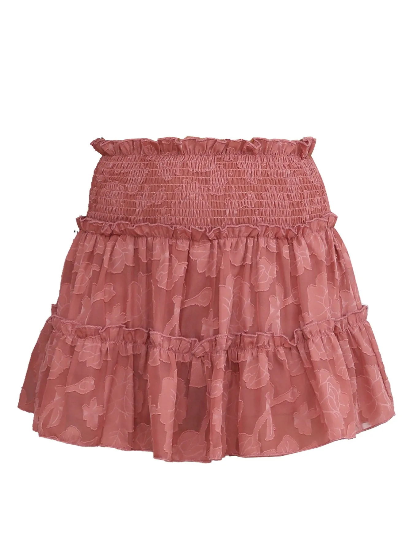 Jacquard Chiffon Lacework High Waist Short Skirt