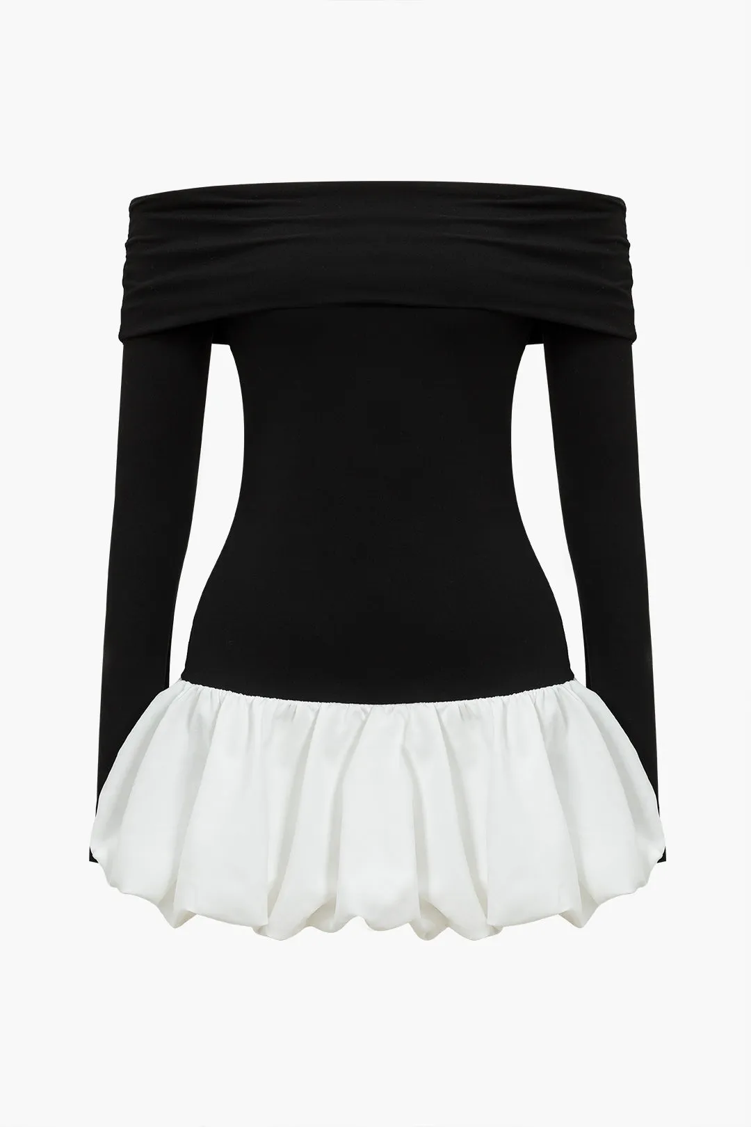 Jade - Off Shoulder Patchwork Woman's Mini Dress
