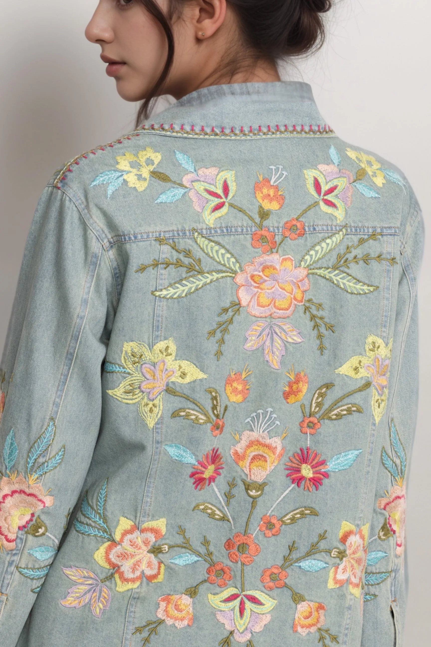 Johnny Was Workshop Camellia Oversized Denim Jacket W44724