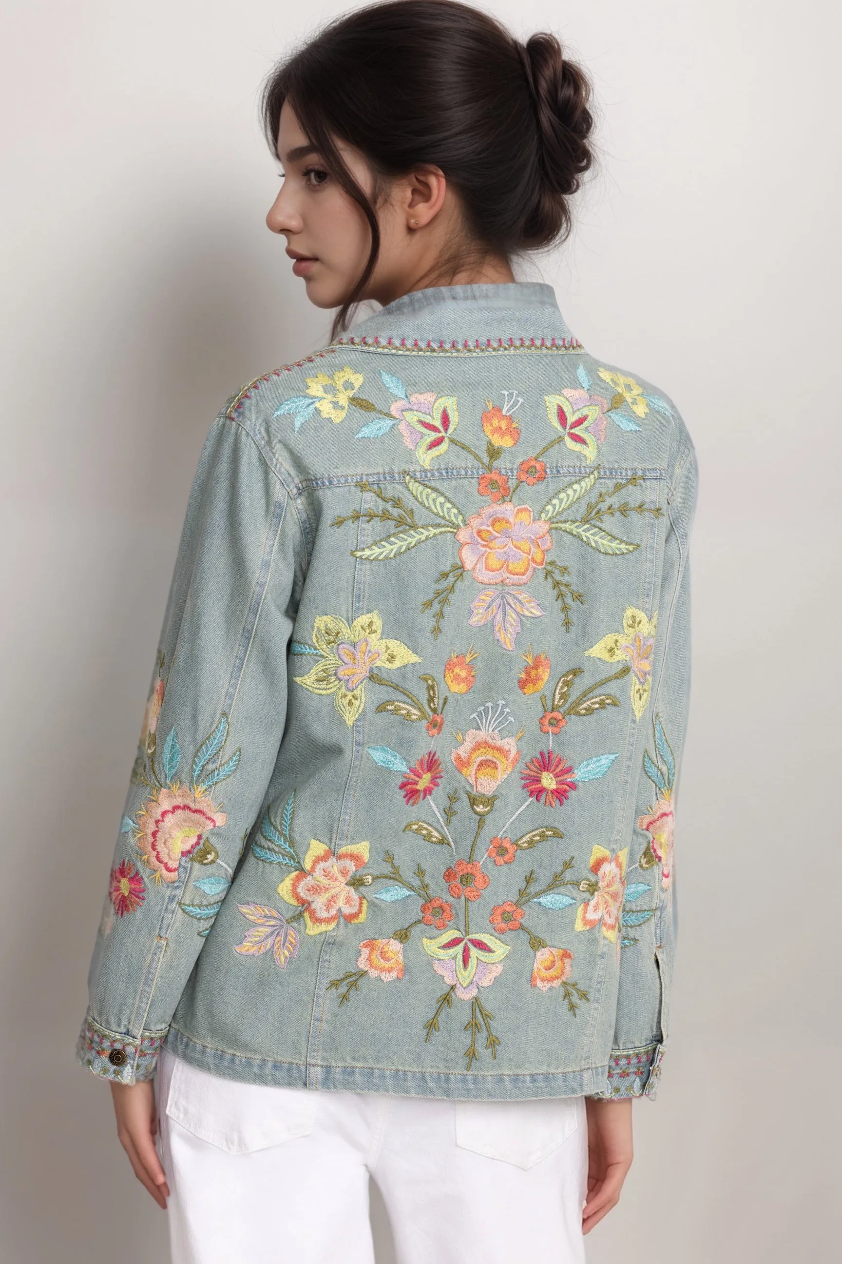 Johnny Was Workshop Camellia Oversized Denim Jacket W44724