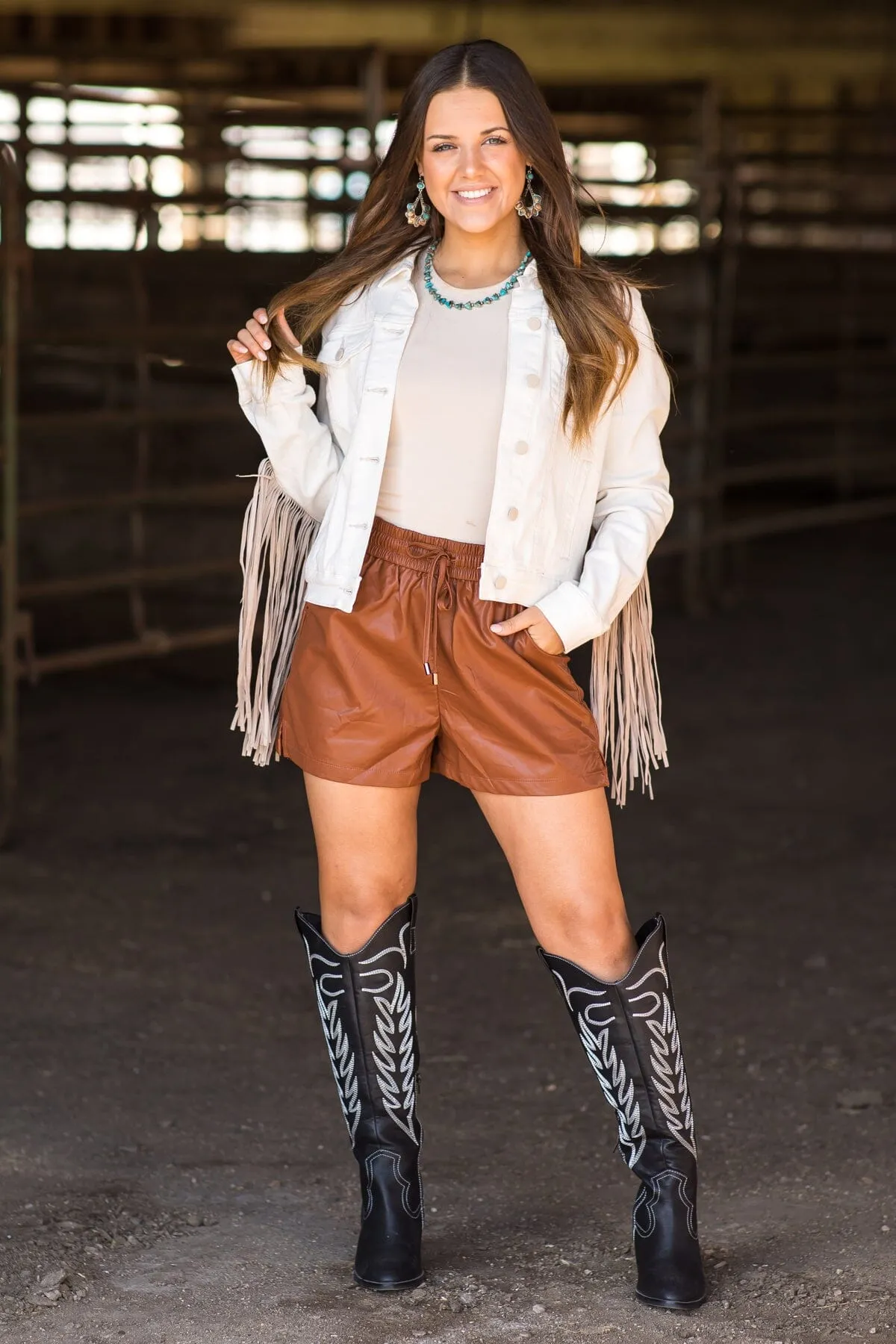 Judy Blue Off White Denim Jacket With Fringe