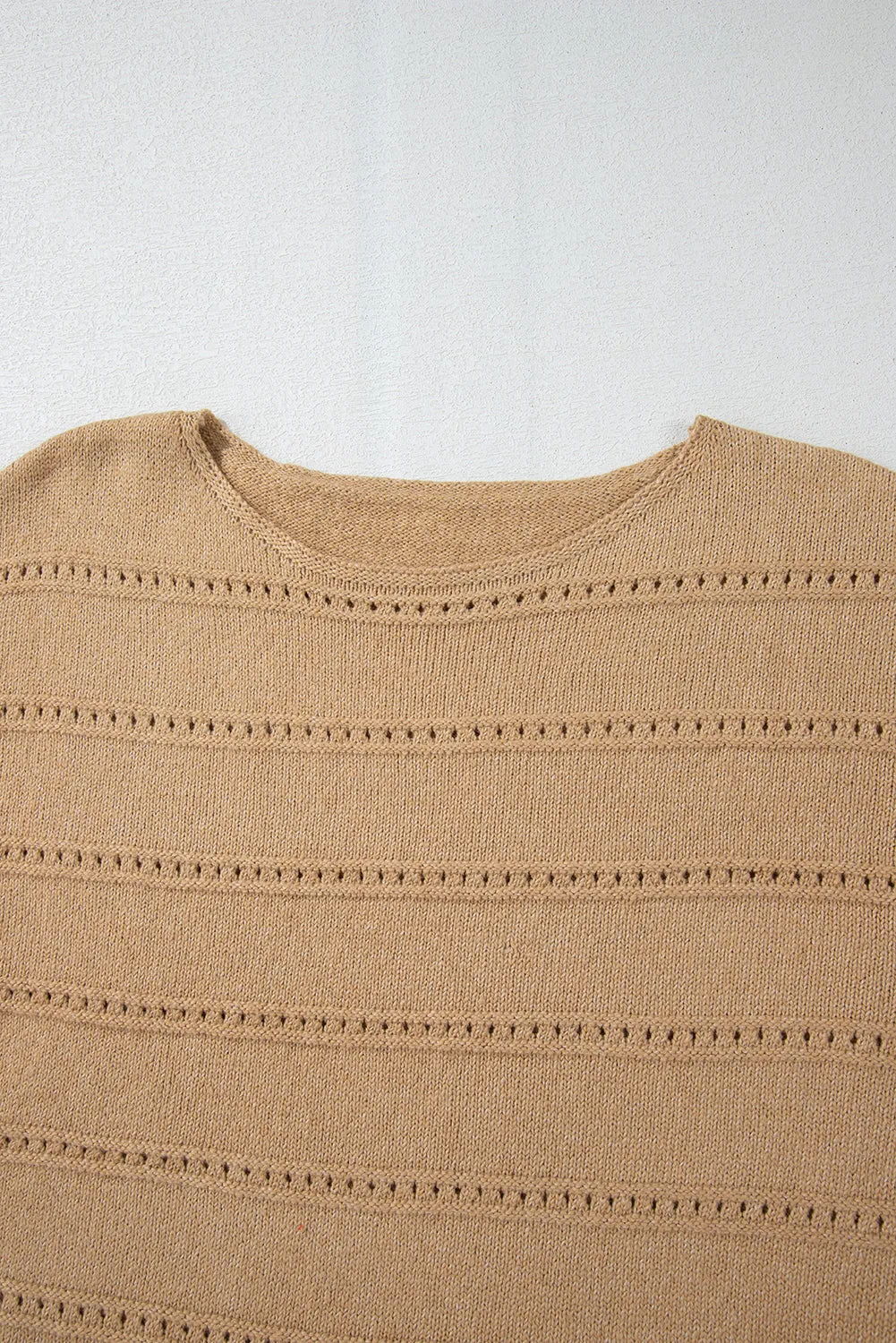 KaleaBoutique Boat Neck Drop Shoulder Pointelle Knit Sweater