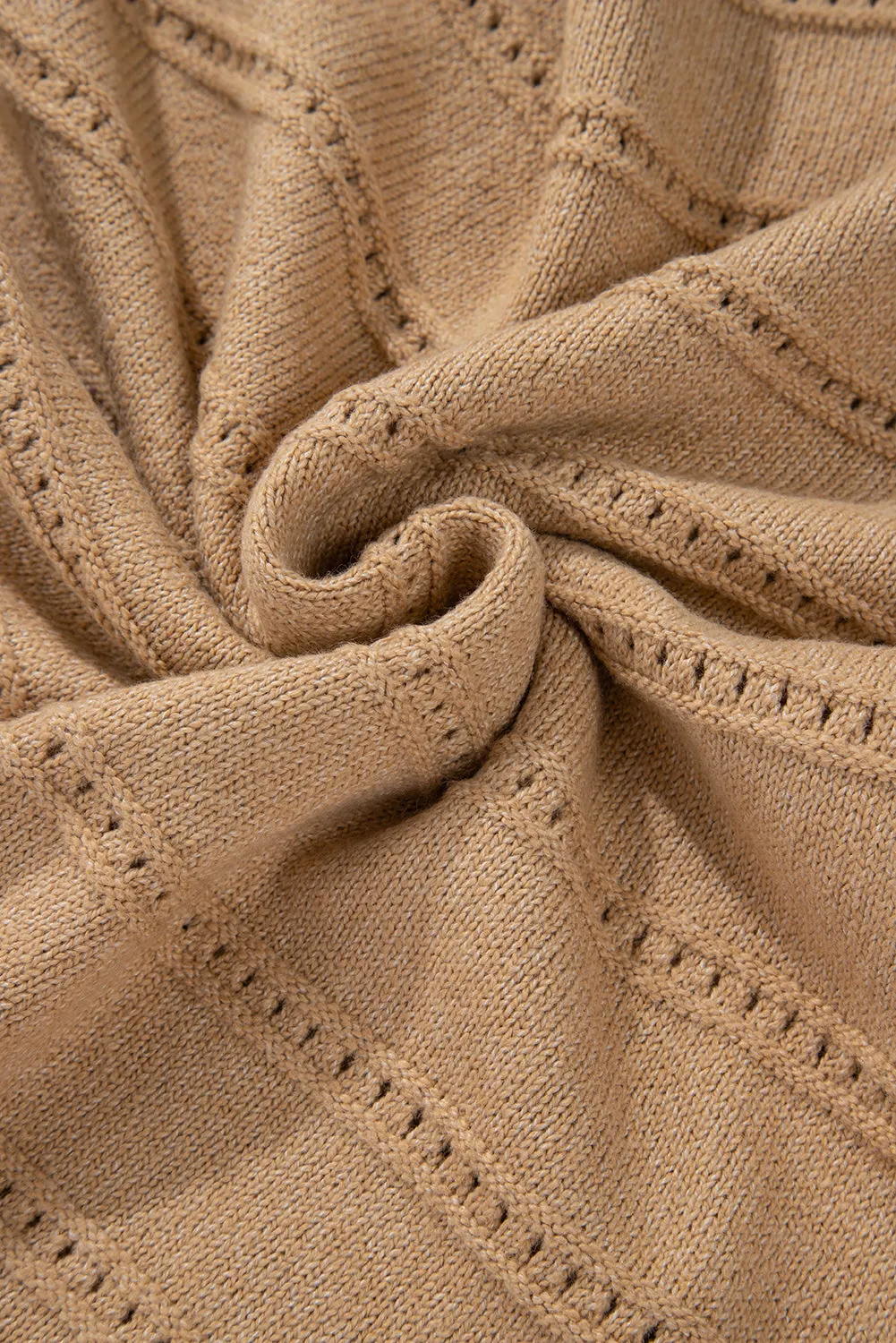 KaleaBoutique Boat Neck Drop Shoulder Pointelle Knit Sweater