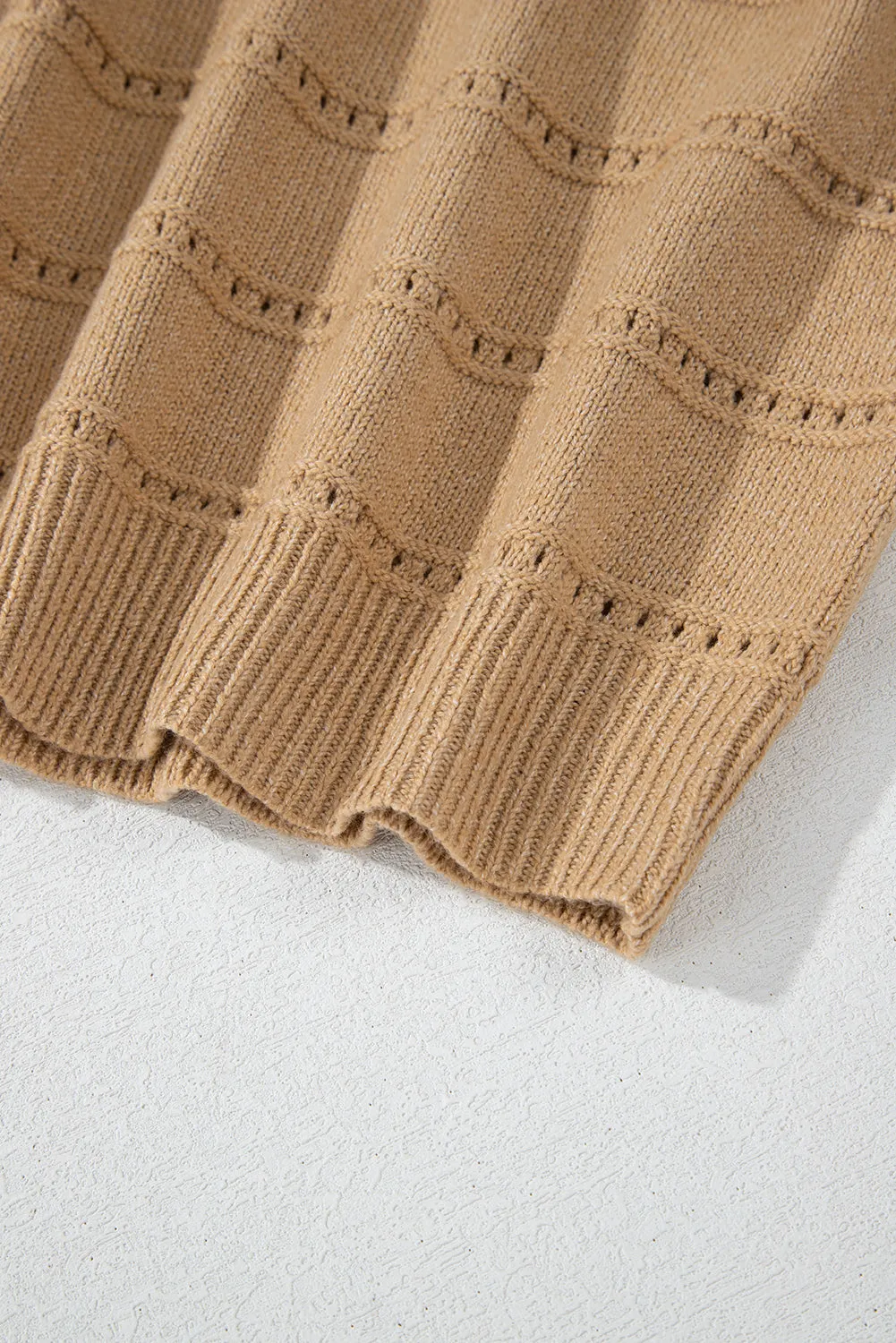 KaleaBoutique Boat Neck Drop Shoulder Pointelle Knit Sweater