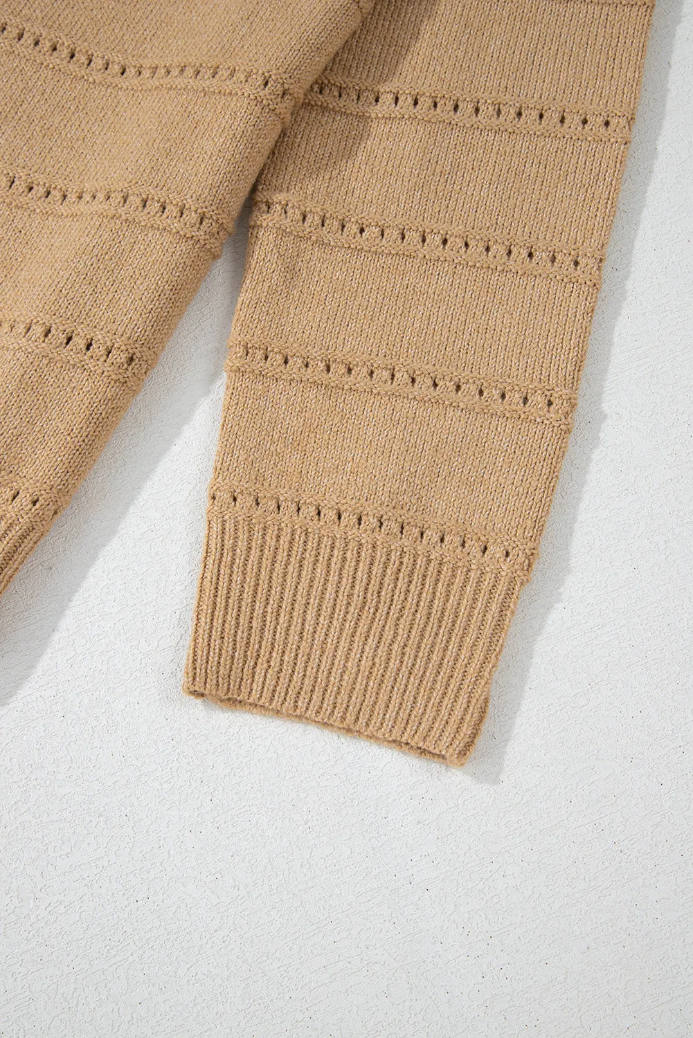 KaleaBoutique Boat Neck Drop Shoulder Pointelle Knit Sweater