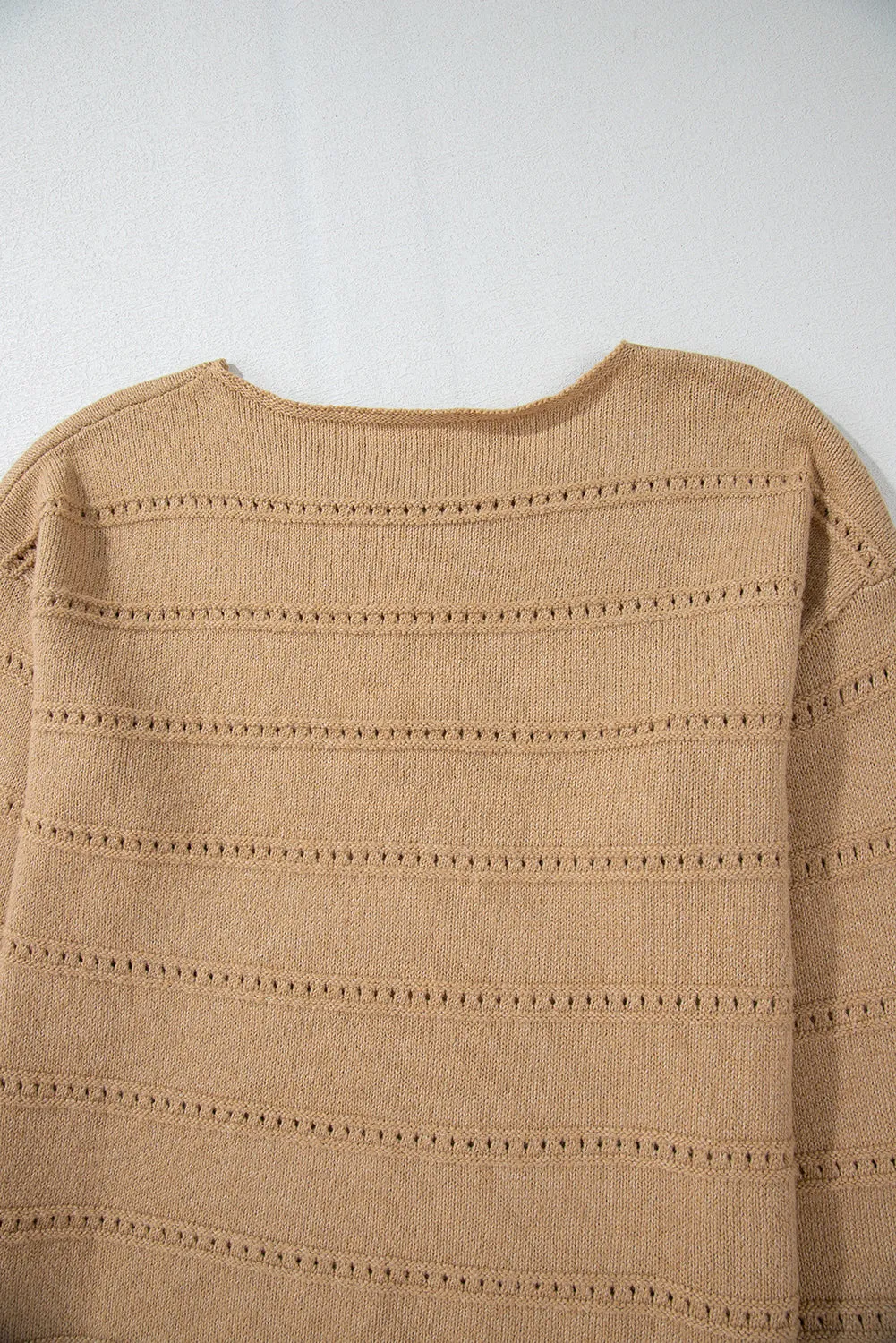 KaleaBoutique Boat Neck Drop Shoulder Pointelle Knit Sweater