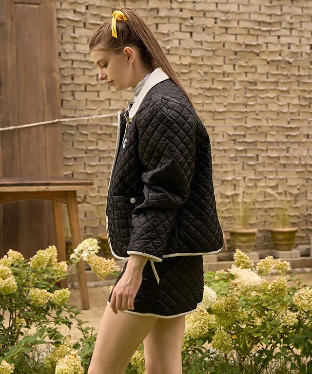 KANDINI Quilting Padded Mini Skirt - Black