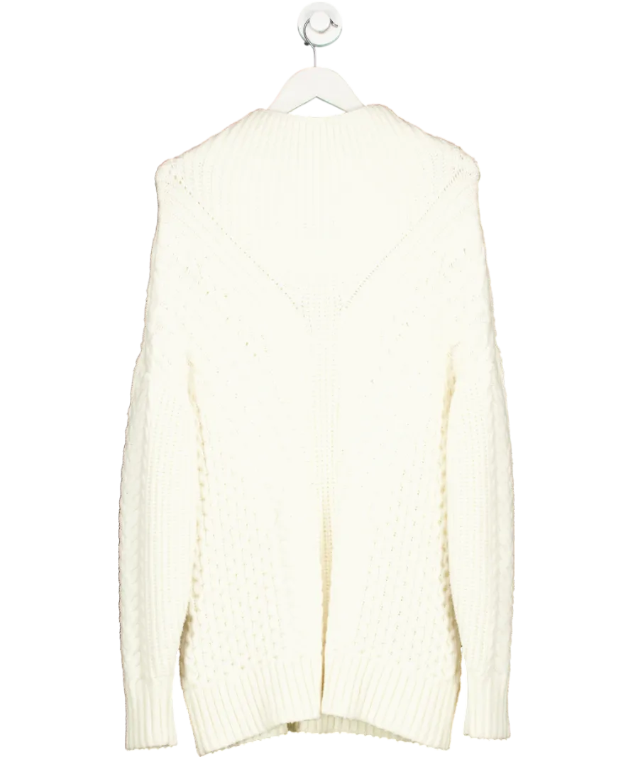 Karen Millen Cream Cable Knit Balloon Sleeve Jumper UK M