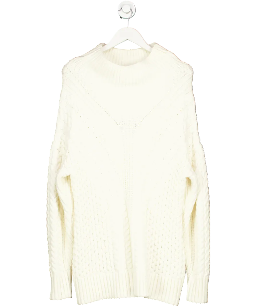 Karen Millen Cream Cable Knit Balloon Sleeve Jumper UK M