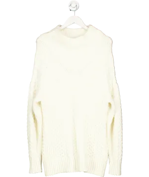 Karen Millen Cream Cable Knit Balloon Sleeve Jumper UK M