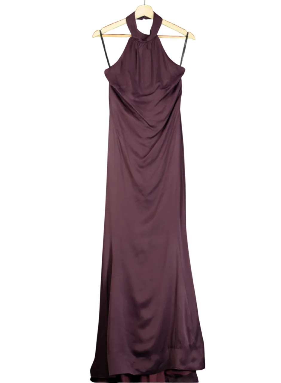 Karen Millen Purple Woven Maxi Dress With Neck Strap UK 6