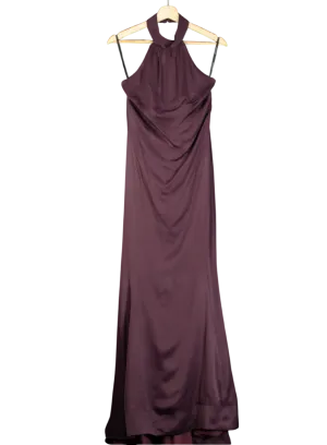 Karen Millen Purple Woven Maxi Dress With Neck Strap UK 6