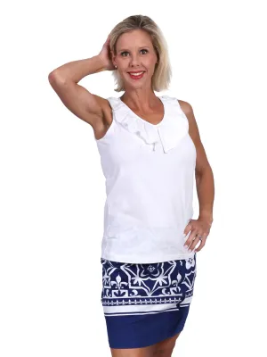 Kassie Trimmed A-Line Skort Navy Fleur