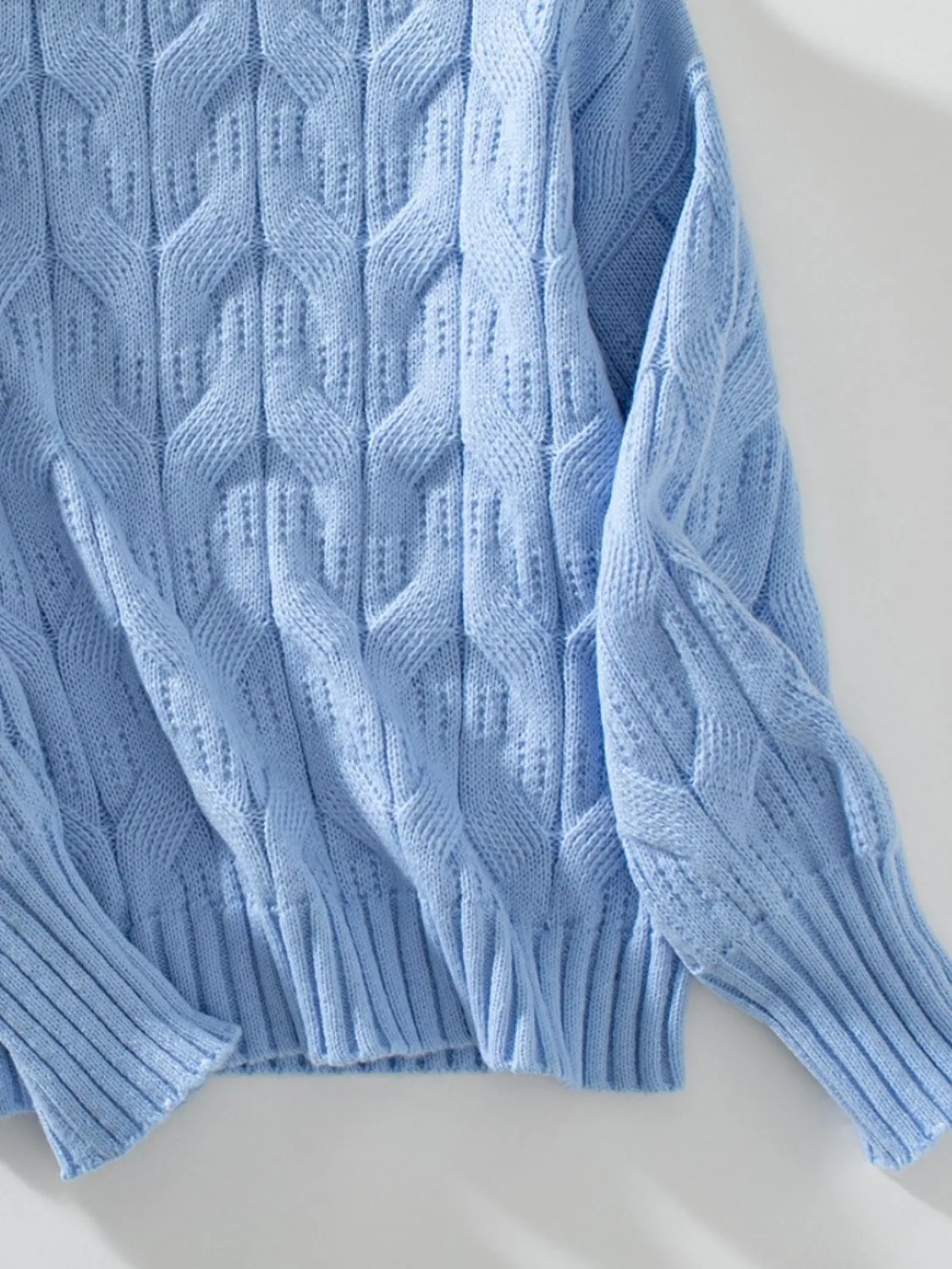 Katrina Cable Knit Mock Neck Long Sleeve Sweater