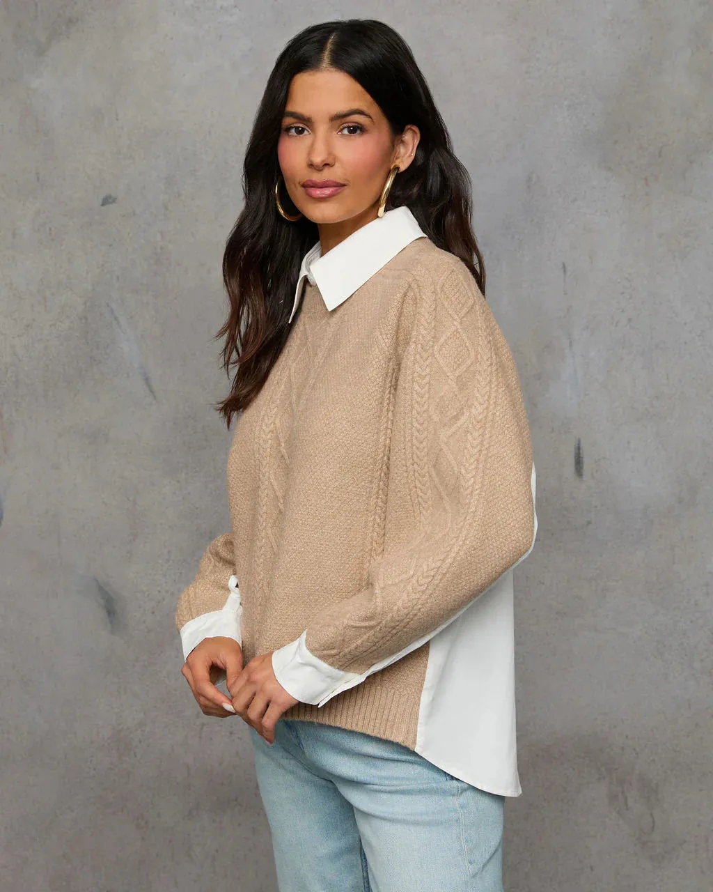Keeping It Preppy Collared Twofer Layered Sweater