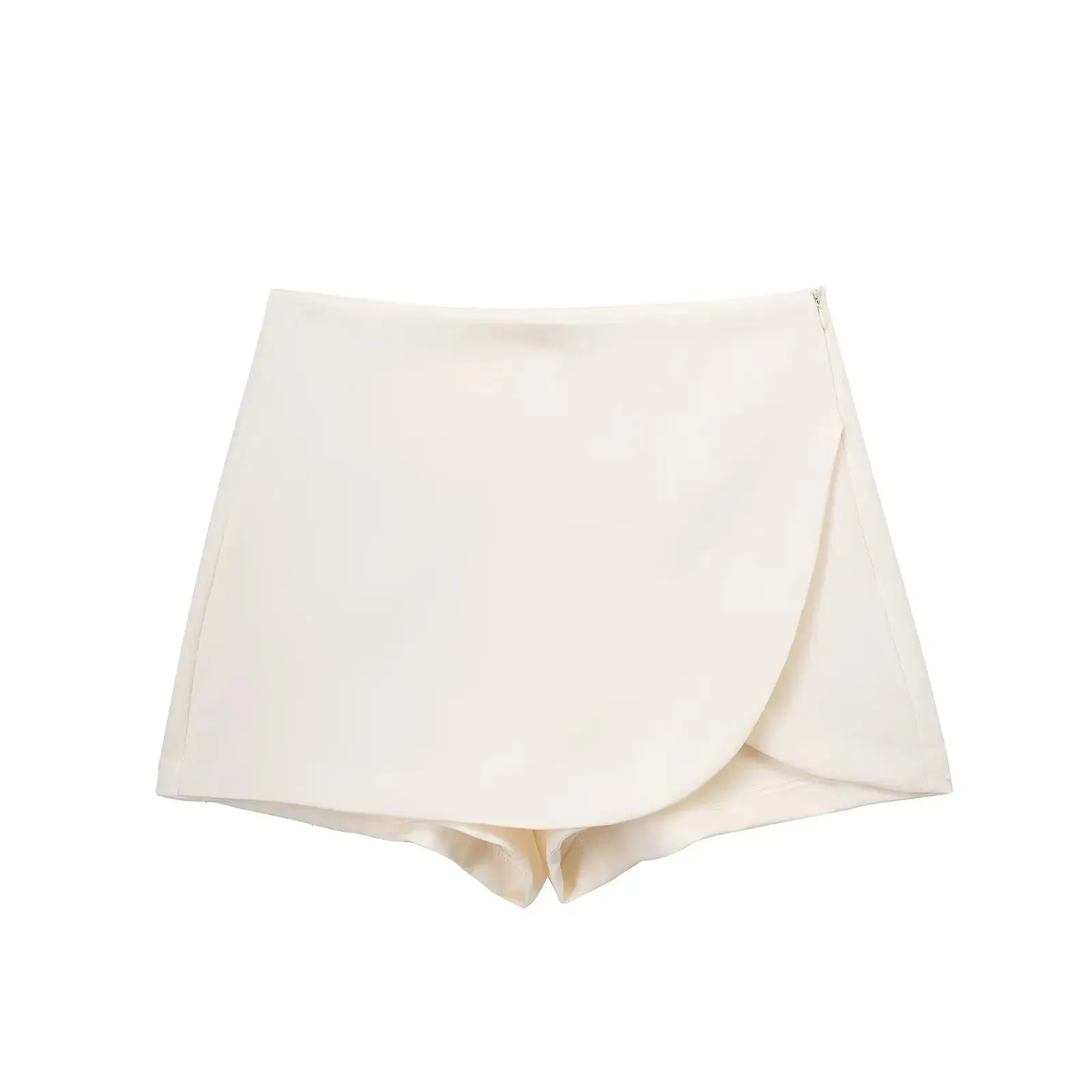 Khaki Asymmetric Mini Shorts Skirts