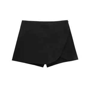 Khaki Asymmetric Mini Shorts Skirts