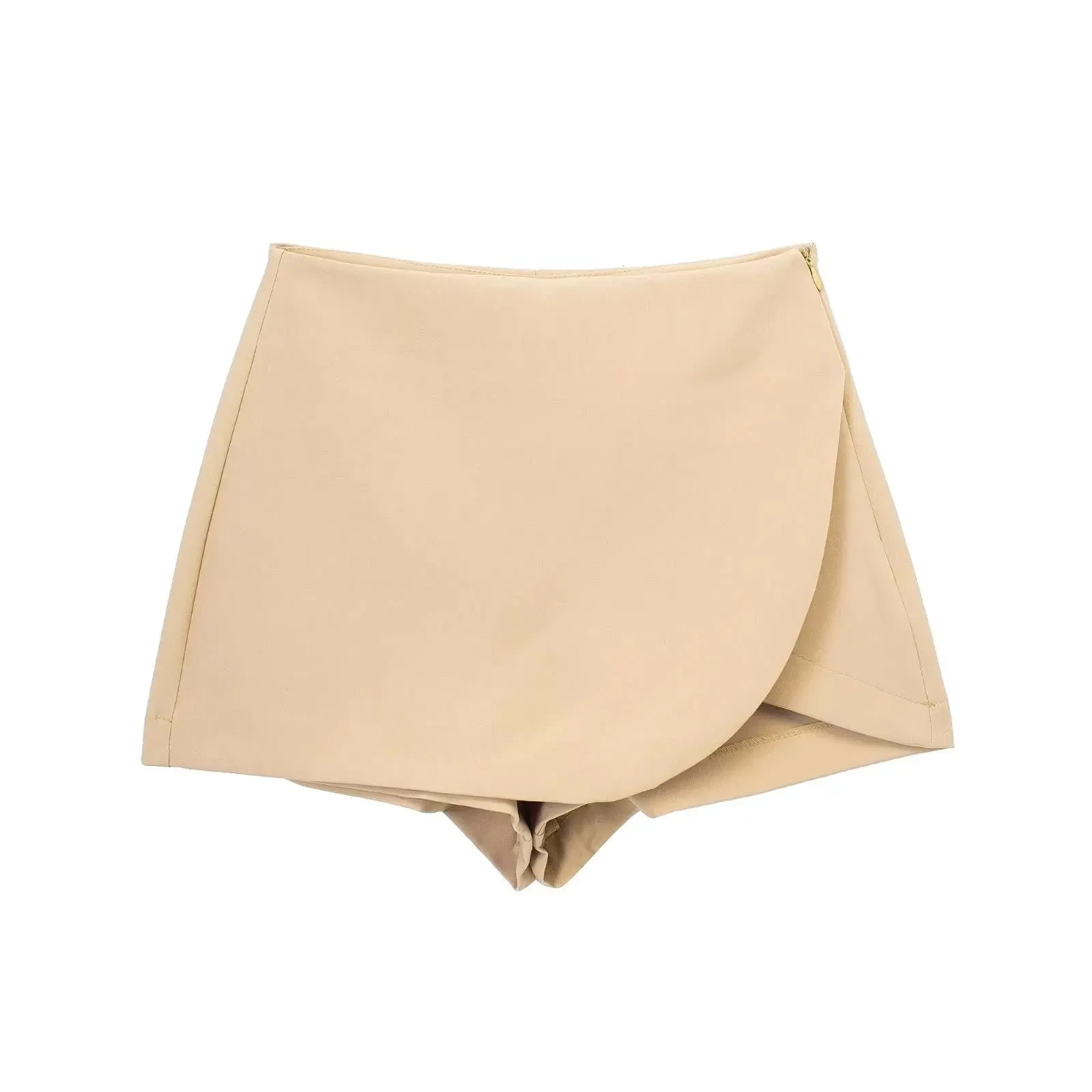 Khaki Asymmetric Mini Shorts Skirts