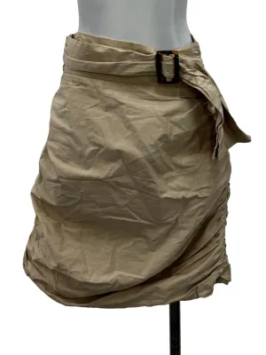 Khaki Side Ruched Mini Skirt